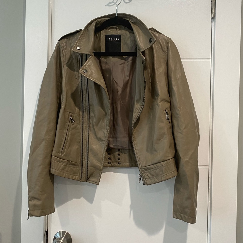 Tan faux leather jacket